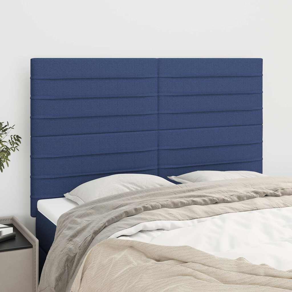 Sänggavel blå 144x5x118/128 cm tyg