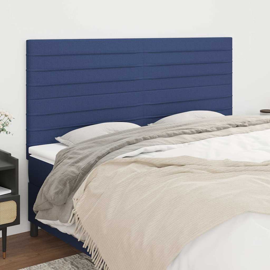 Sänggavel blå 160x5x118/128 cm tyg