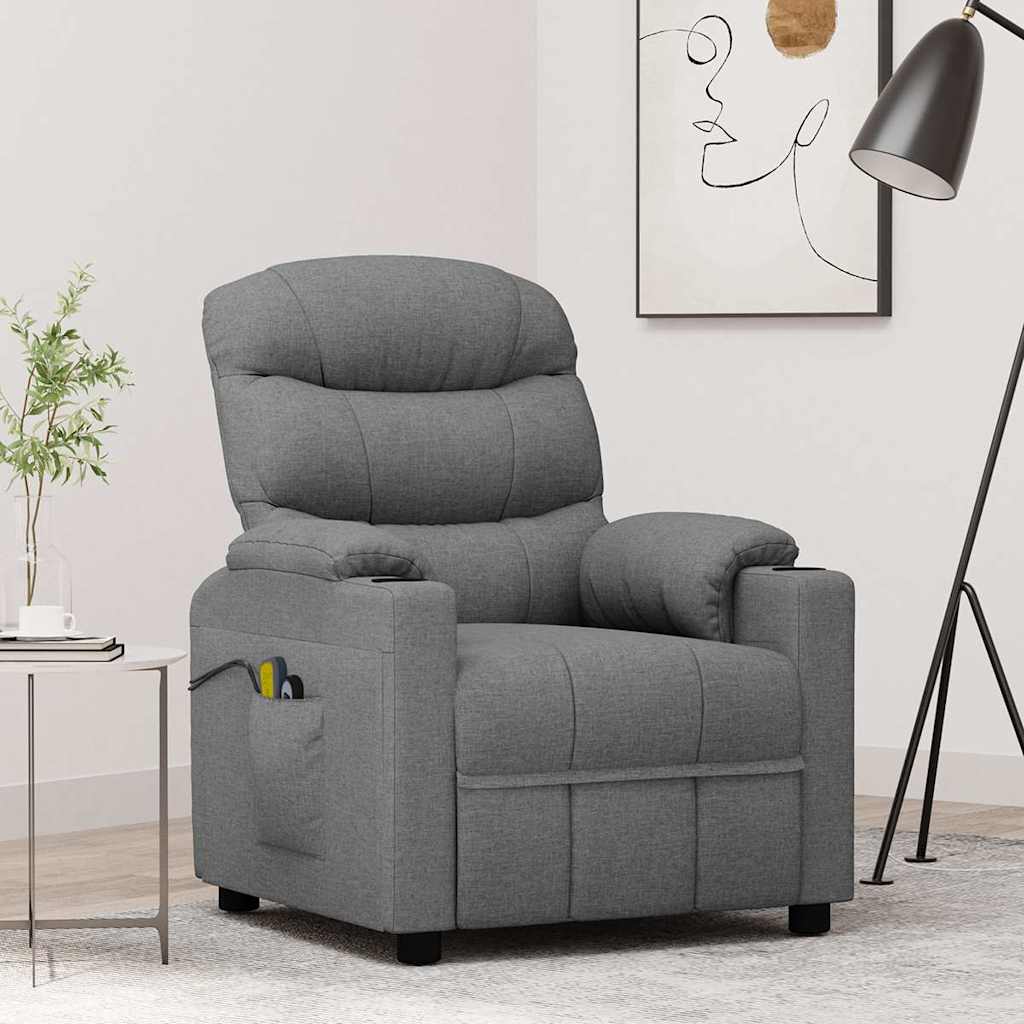 Elektrisk massagefåtölj ljusgrå tyg