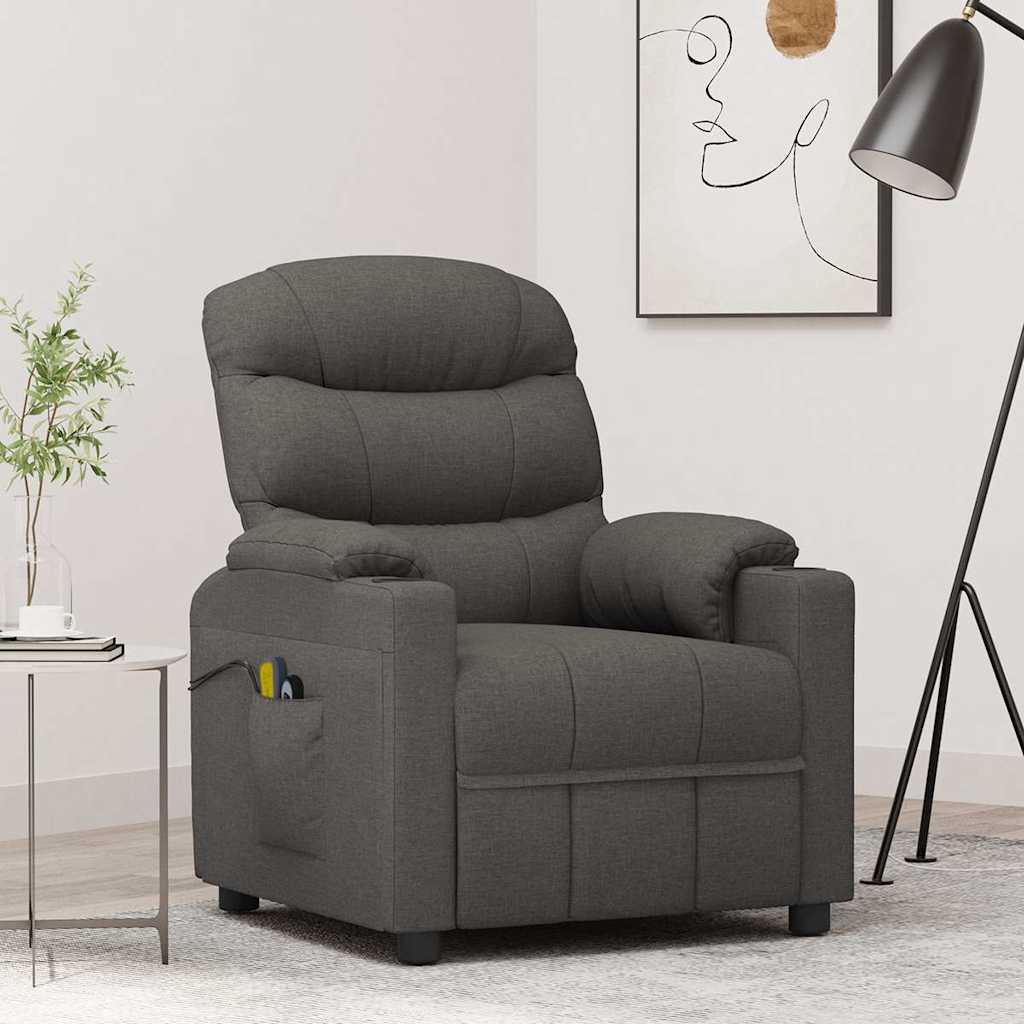 Elektrisk massagefåtölj mörkgrå tyg