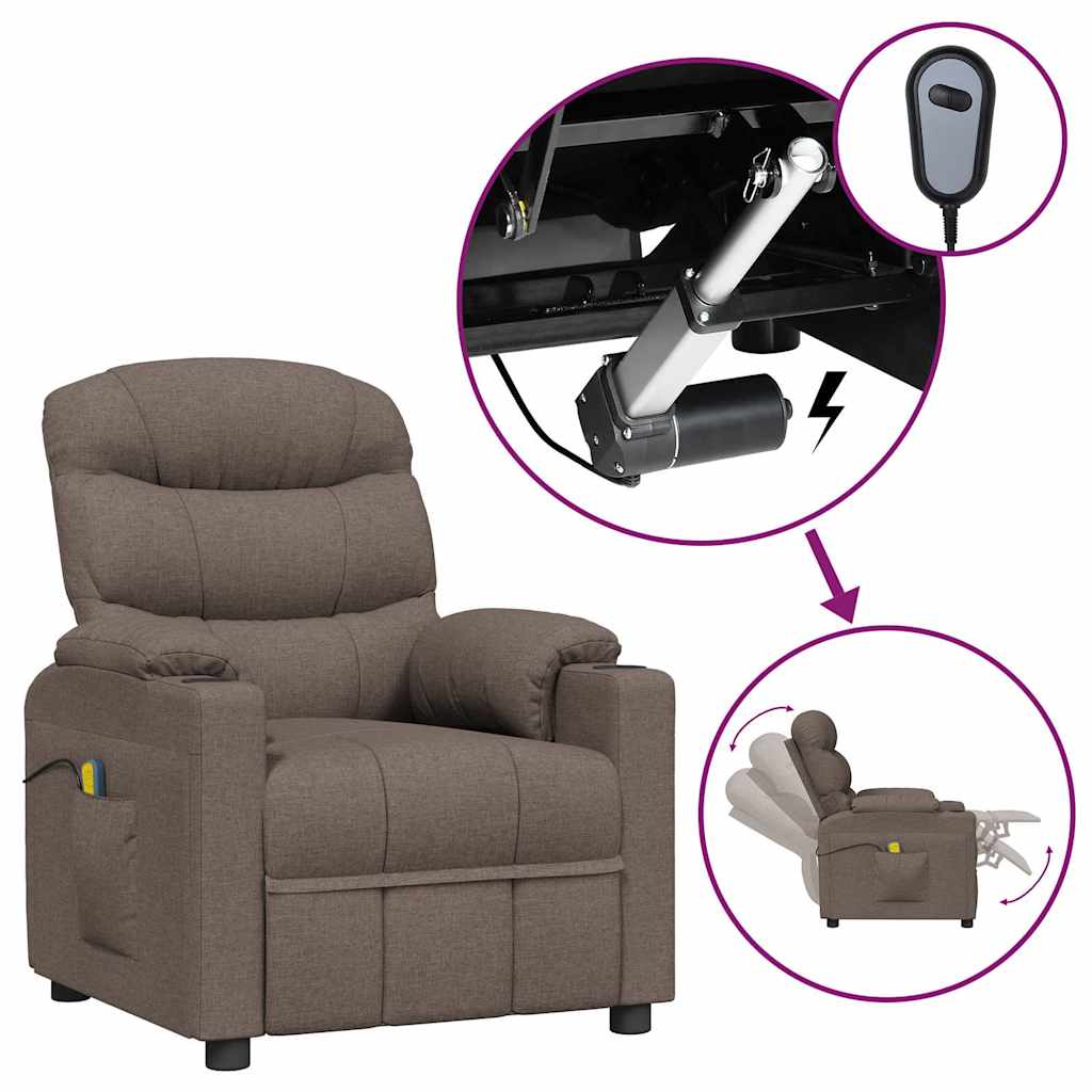 Elektrisk massagefåtölj taupe tyg