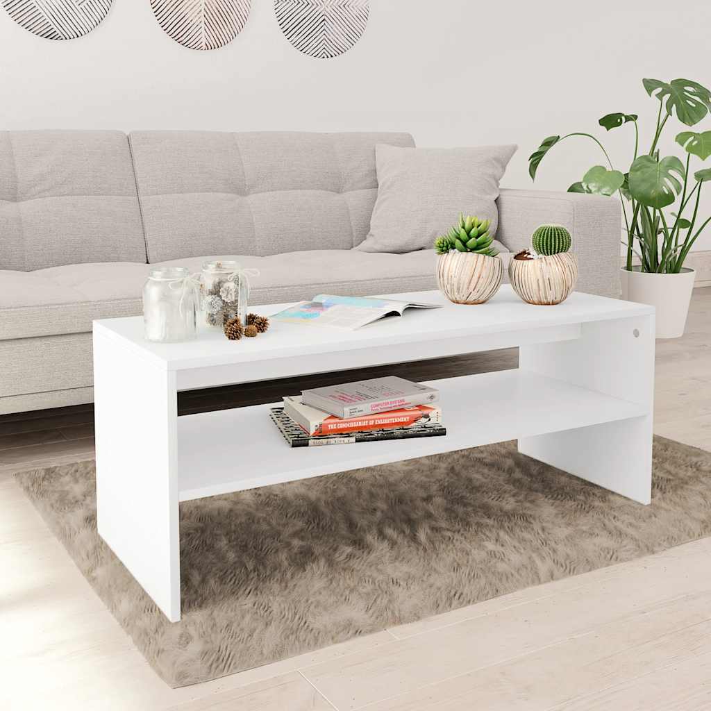 Soffbord vit 100x40x40 cm konstruerat trä