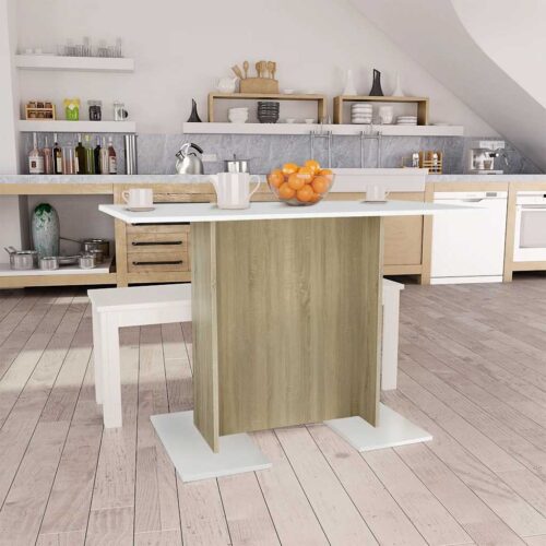 Matbord vit och sonoma-ek 110x60x75 cm konstruerat trä