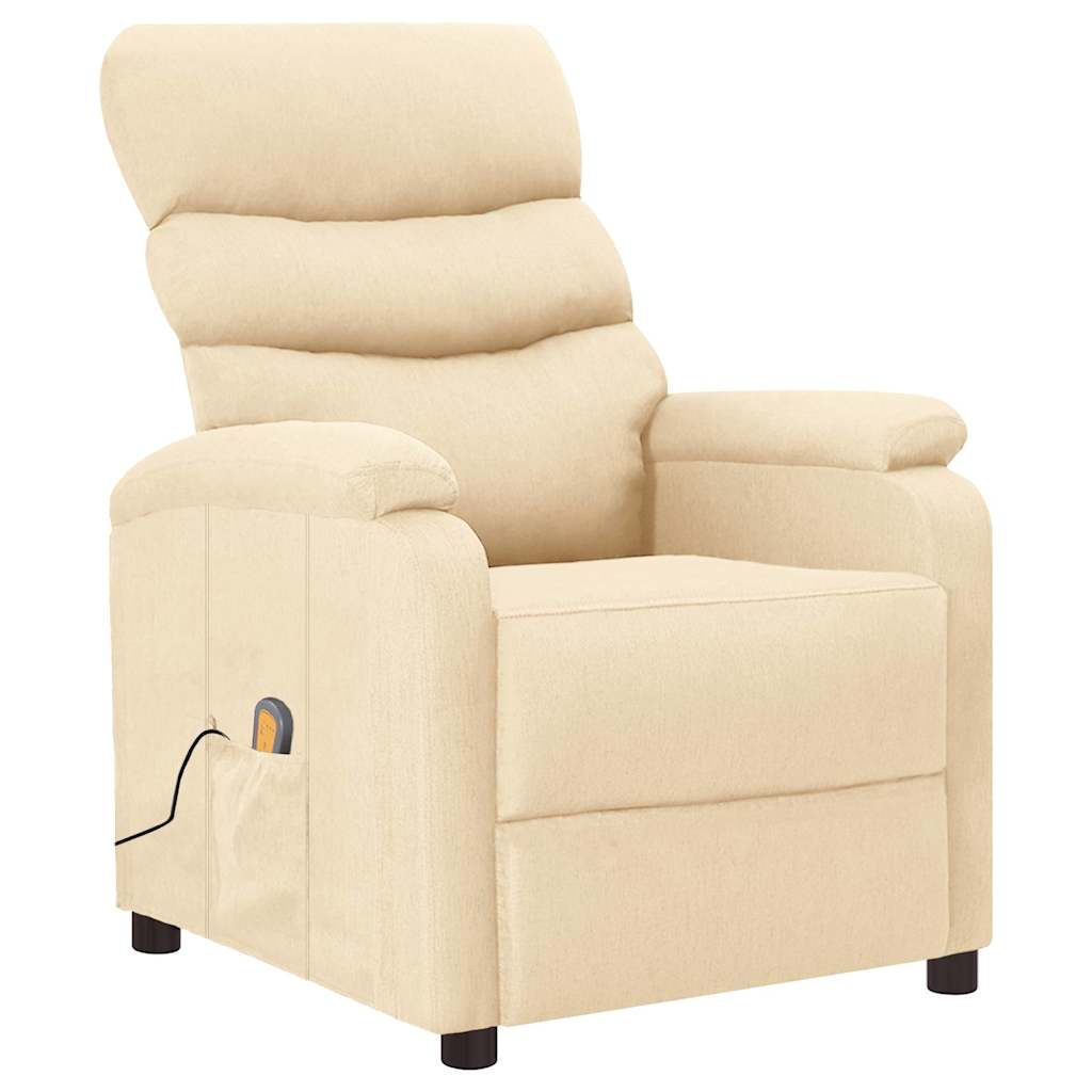 Massagefåtölj gräddvit tyg