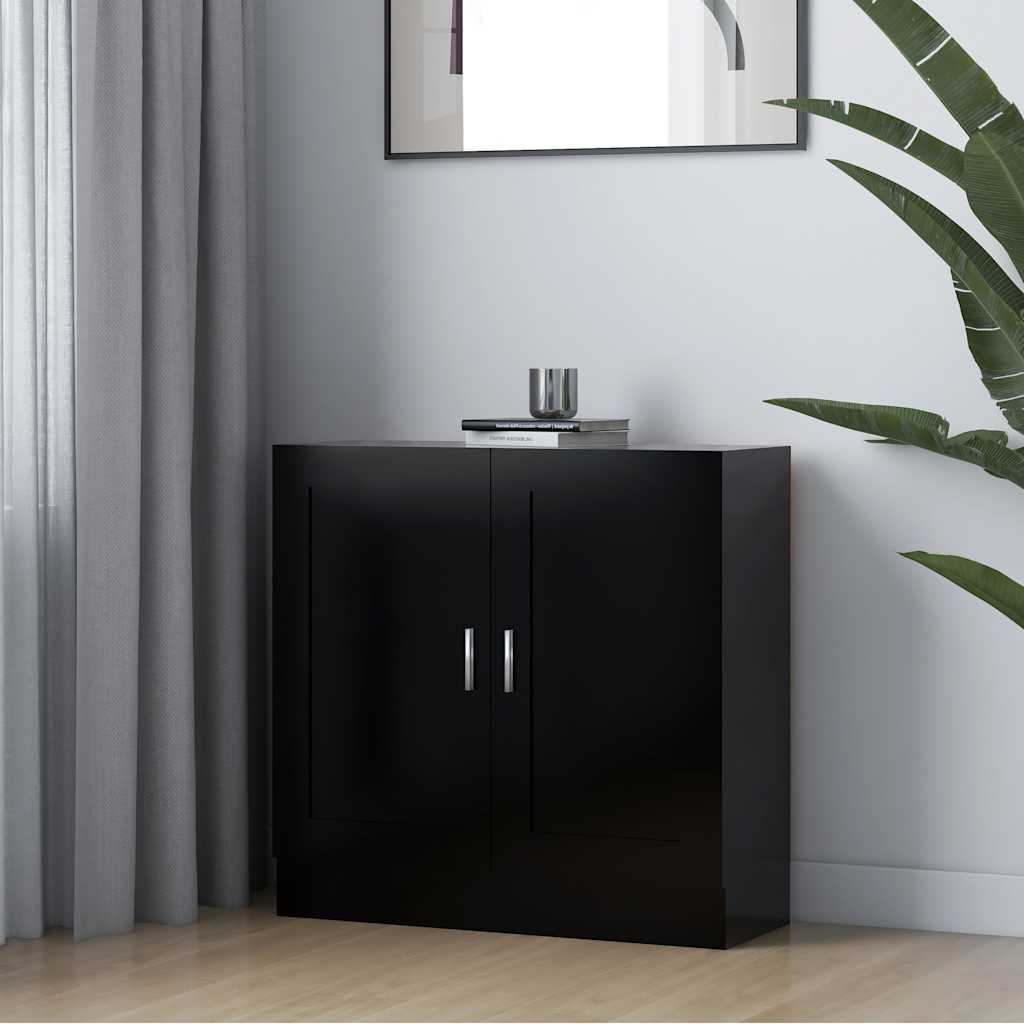 Bokhylla svart 82,5x30,5x80 cm konstruerat trä