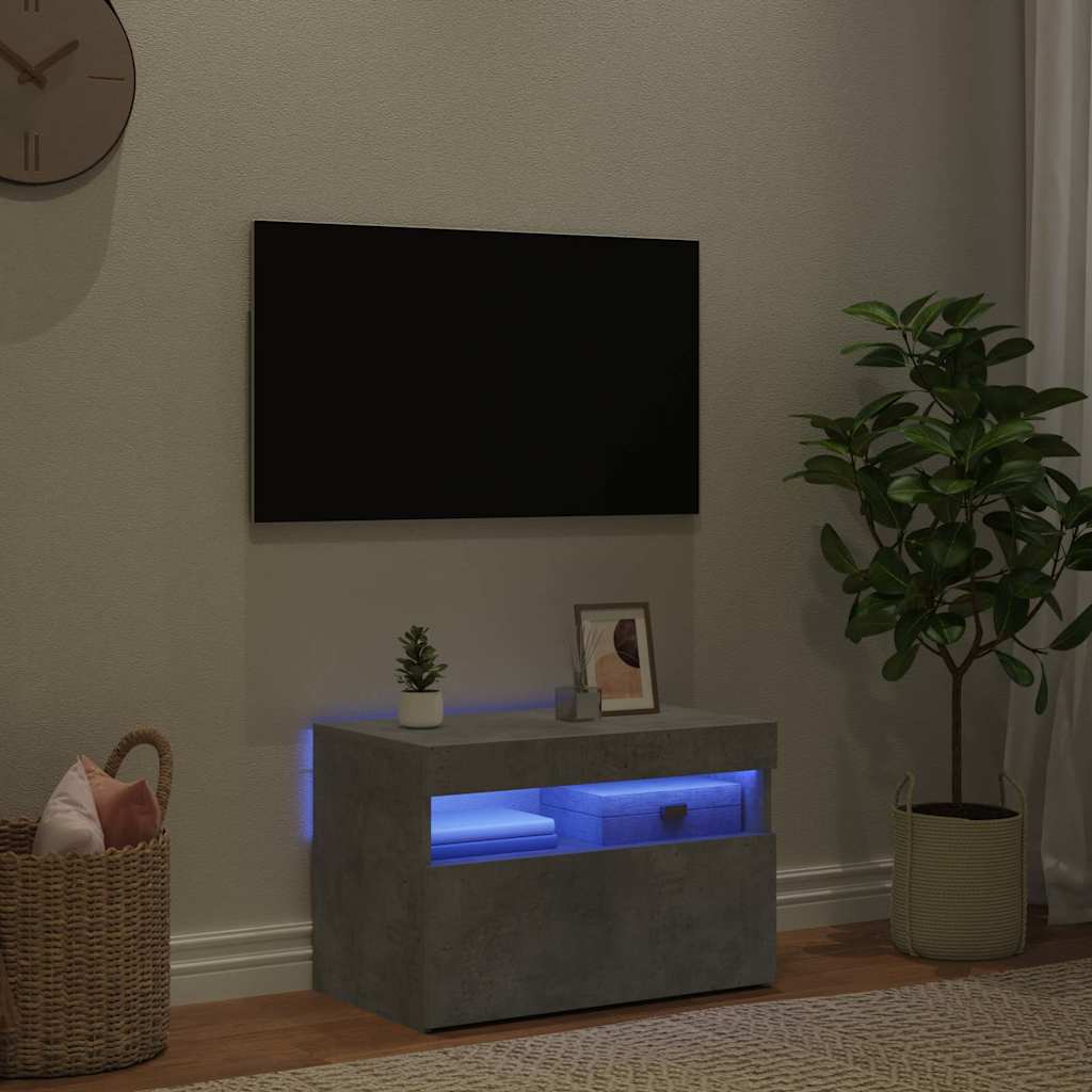 TV-bänk med LED-belysning betonggrå 60x35x40 cm
