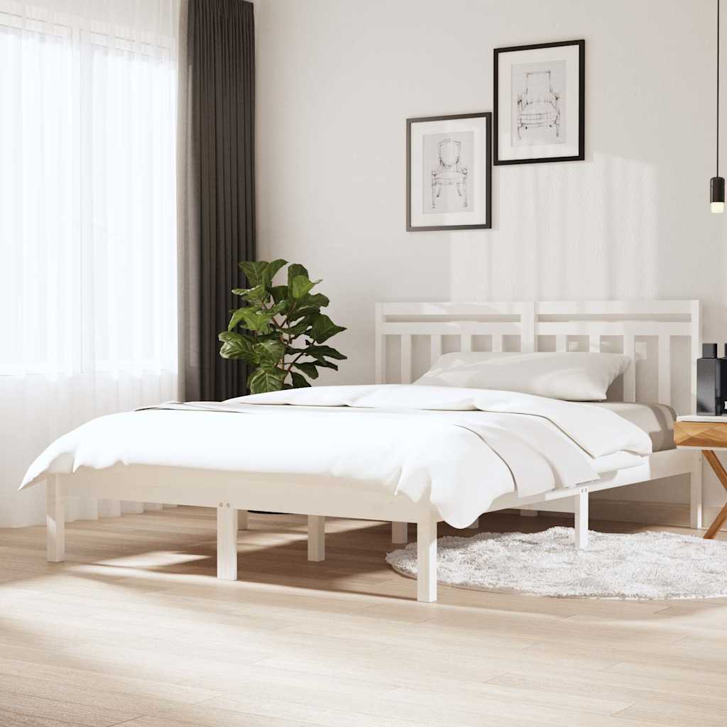 Sängram vit massiv furu 140x190 cm