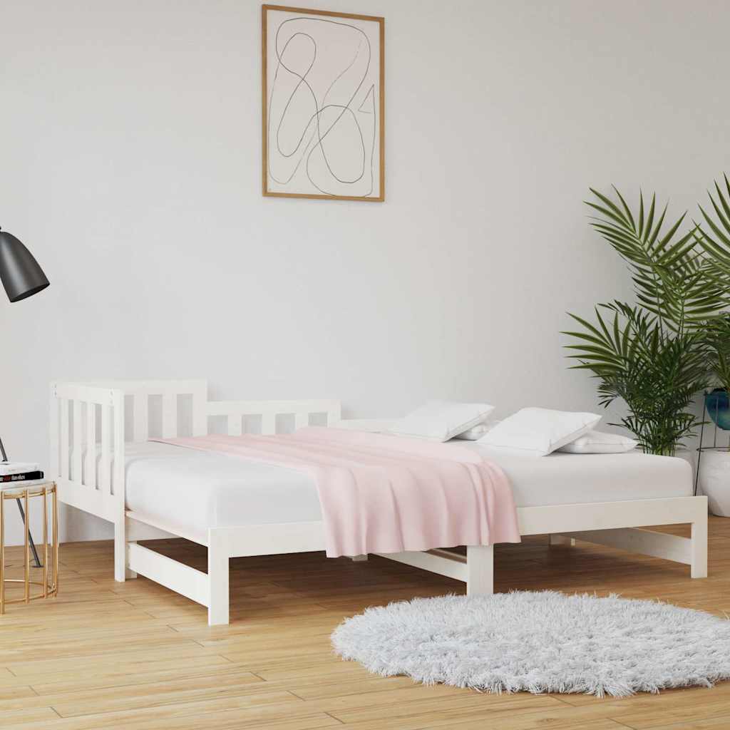 Utdragbar dagbädd vit 90x190 cm massiv furu