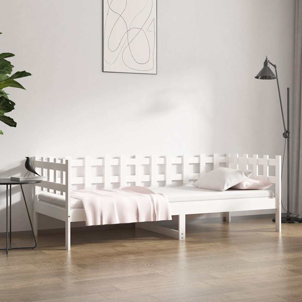 Dagbädd utan madrass vit 90x200 cm massiv furu