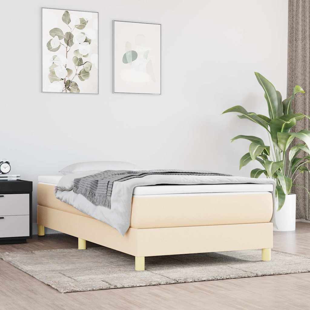 Boxspring-sängram cremefärgad 80x200 cm tyg